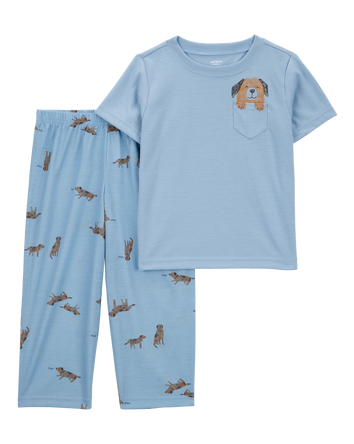 Toddler Boy Dog Print Loose Fit 2-Piece Pajamas - Blue, 