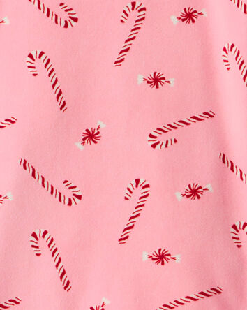 Girls Peppermint Print DreamPlush Long-Sleeve Snug Fit 2-Piece Pajamas - Pink, 