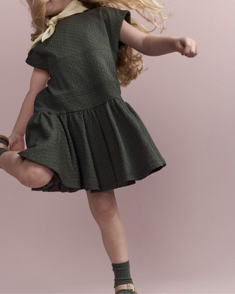 Toddler Girl Drop-Waist Dress - Olive, image 1 of 6 slides