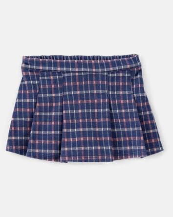 Toddler Girl Plaid Print Knit Skort - Navy/Blue, 