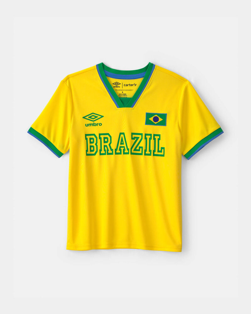 Kids Umbro Brazil Soccer Jersey - Yellow/Green, image 1 of 3 slides