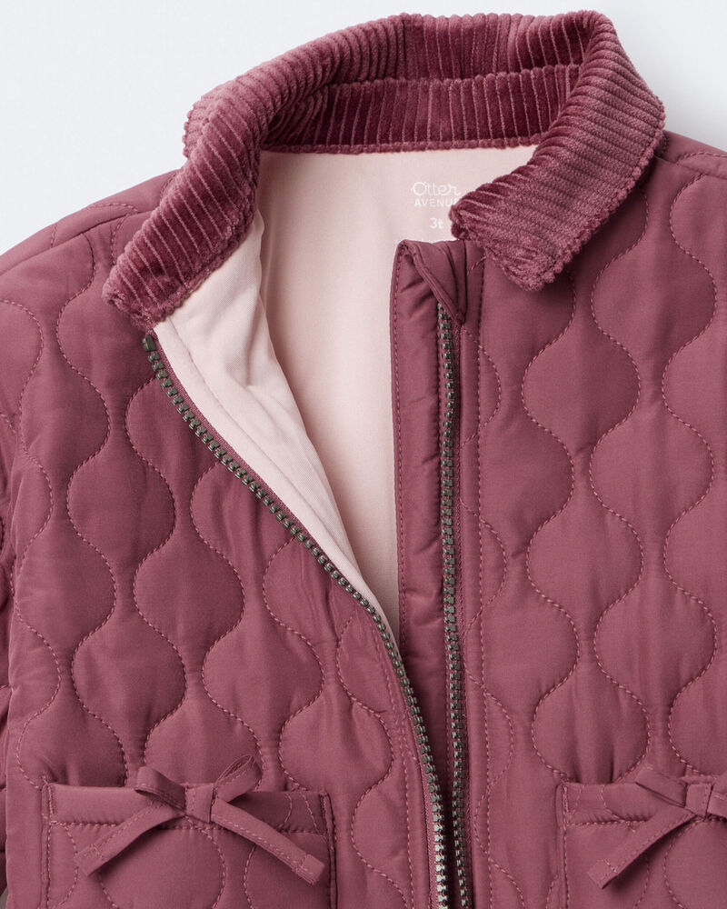 Toddler Girl Quilted Barn Jacket - Burgundy, image 7 of 7 slides