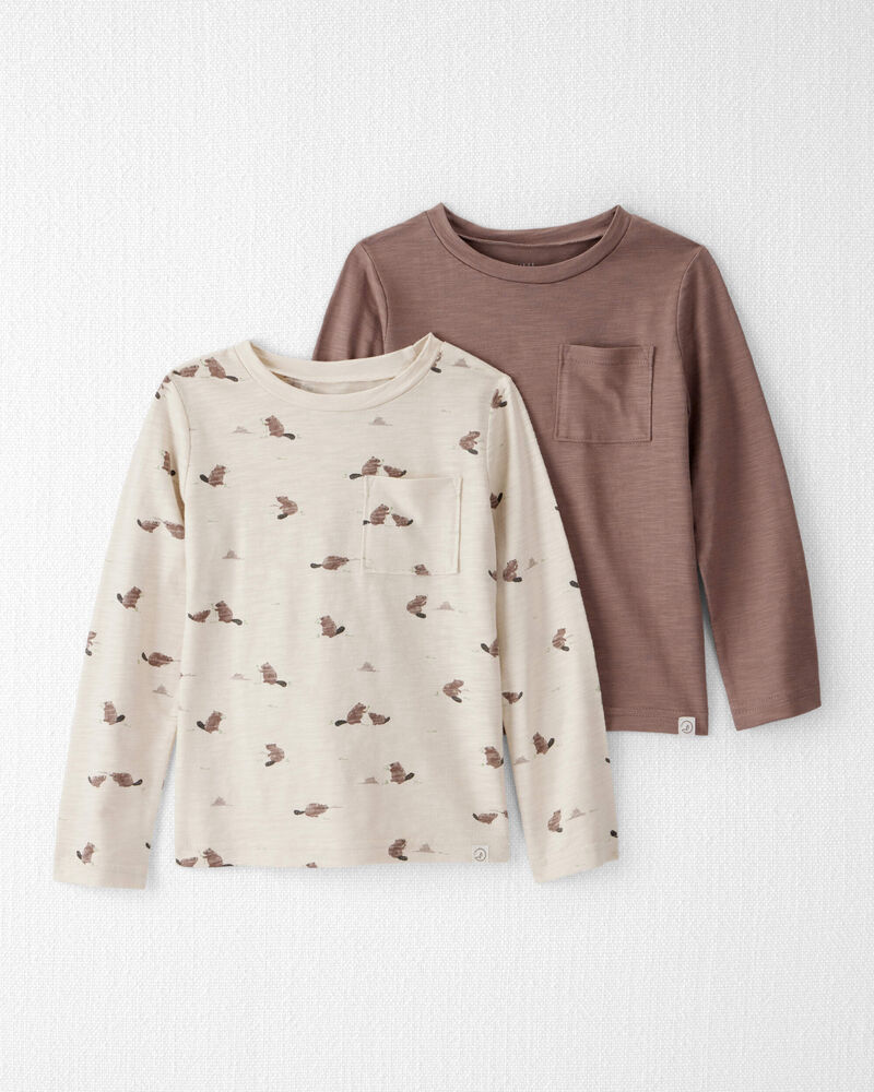 Toddler Boy 2-Pack Organic Cotton Tees in Beaver Creek Print, image 1 of 5 slides