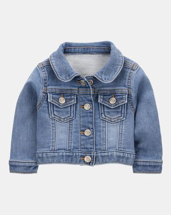 Baby Girl Denim Knit-Like Jacket - Medium Wash, 