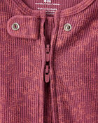 Baby Girl Floral Print Cotton Long-Sleeve 2-Way Zip Sleep & Play Pajamas - Pink, image 2 of 5 slides