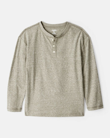 Boys Long Sleeve Henley - Green, 