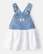 Baby Eyelet Denim Jumper Dress, image 1 of 5 slides