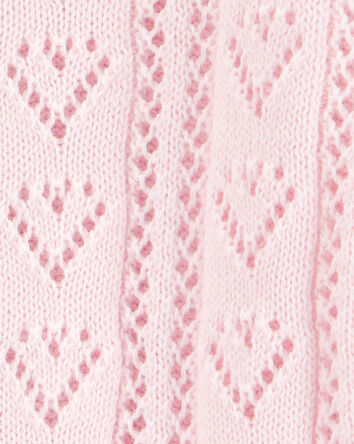 Baby Heart Button-Front Sweater Knit Cardigan - Pink, 