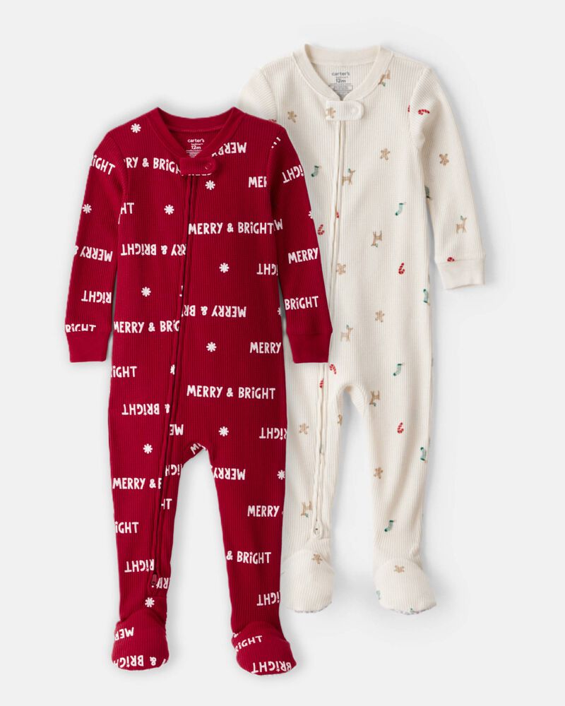 Baby 2-Pack Christmas Cotton Snug Fit 1-Piece Pajamas - Red/White
, image 1 of 7 slides