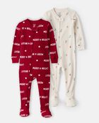 Baby 2-Pack Christmas Cotton Snug Fit 1-Piece Pajamas - Red/White
, image 1 of 7 slides