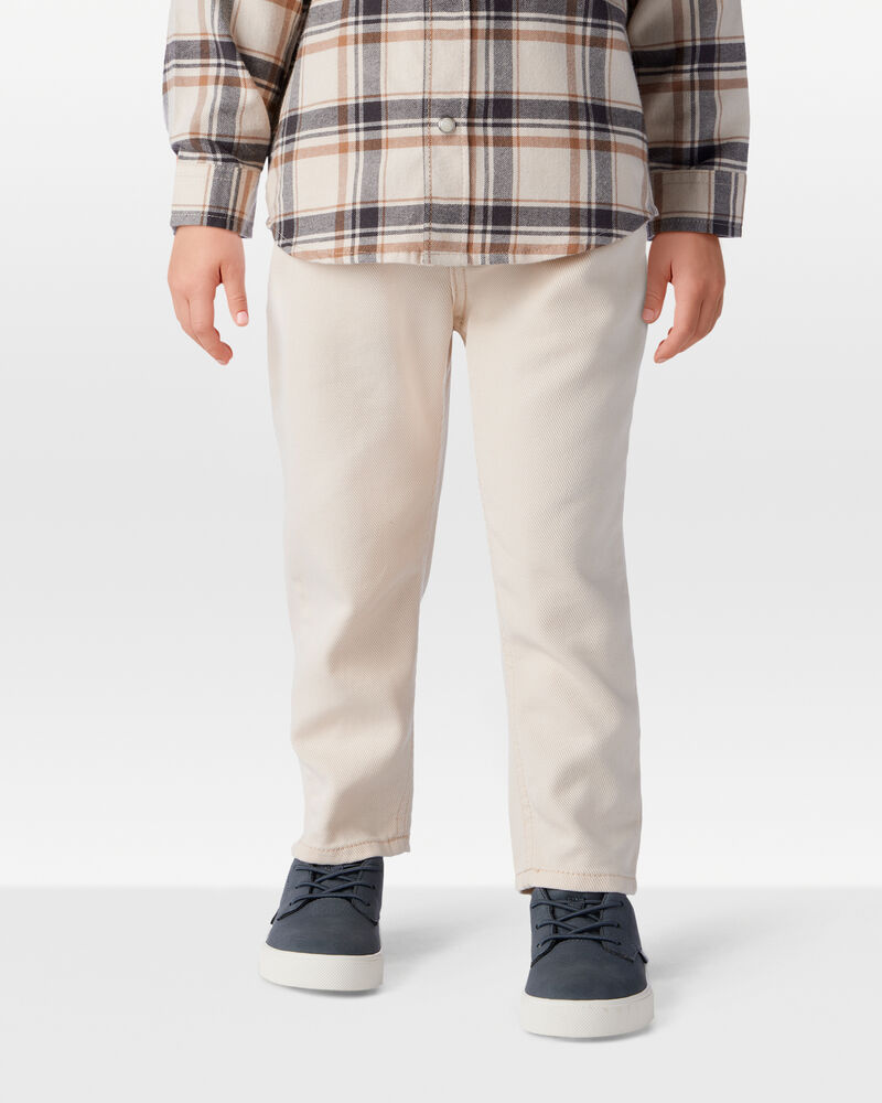 Toddler Boy  Tapered Twill Pants - Cream, image 3 of 6 slides