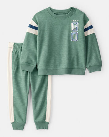 Toddler 2-Piece French Terry Sweatshirt & Pull-On Jogger Set - Green, 