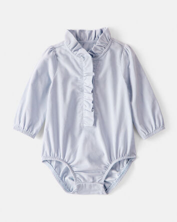 Baby Girl Corduroy Long-Sleeve Fashion Bodysuit - Blue, 