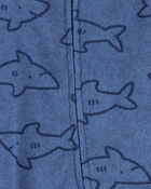 Baby Shark Print 2-Way Zip Terry Sleep & Play Pajamas - Navy, image 2 of 3 slides