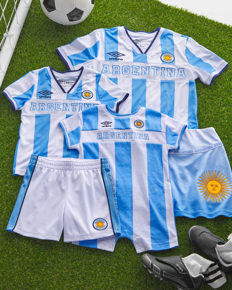 Kids 2-Piece Umbro Argentina Soccer Jersey & Short Set - Light Blue/White, image 12 of 12 slides