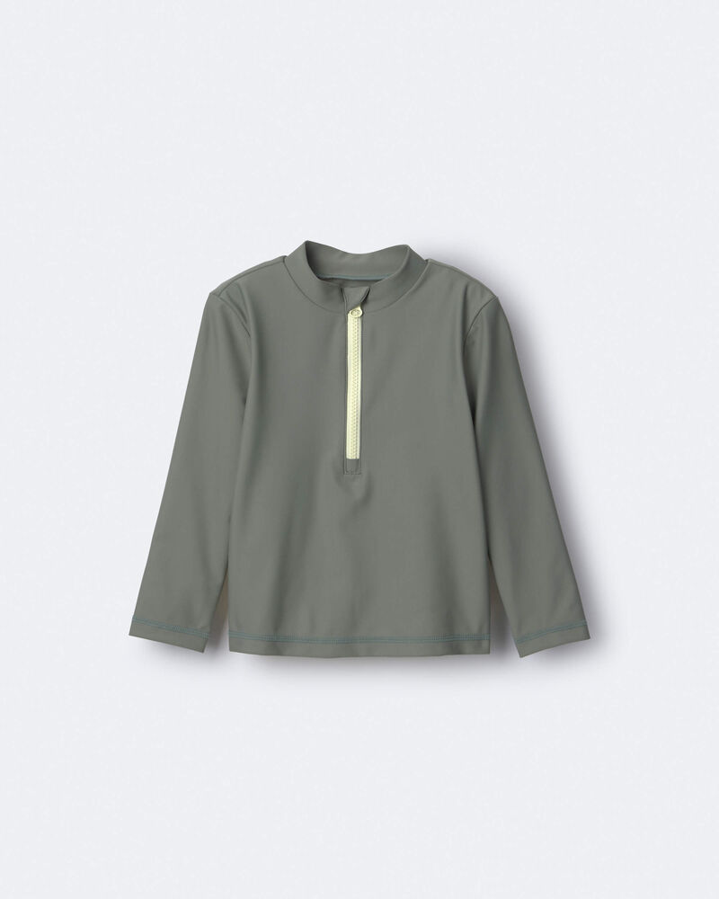 Toddler Half-Zip Long-Sleeve Rashguard - Olive, image 2 of 6 slides