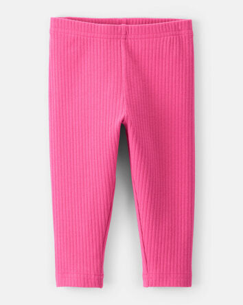Baby Girl Cotton Solid Stretch Leggings - Pink, 