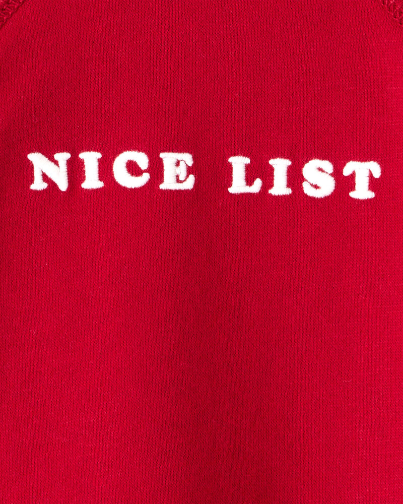 Baby Boy DayDream Fleece Christmas Nice List Long-Sleeve Pullover Sweatshirt - Red, image 3 of 4 slides