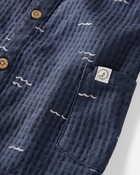 Baby Textured Organic Cotton Romper in Waves, image 3 of 5 slides