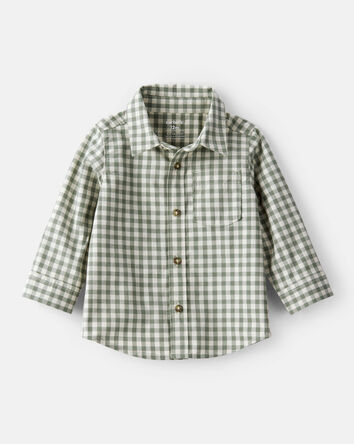 Baby Boy Long-Sleeve Plaid Button Down Shirt - Green, 