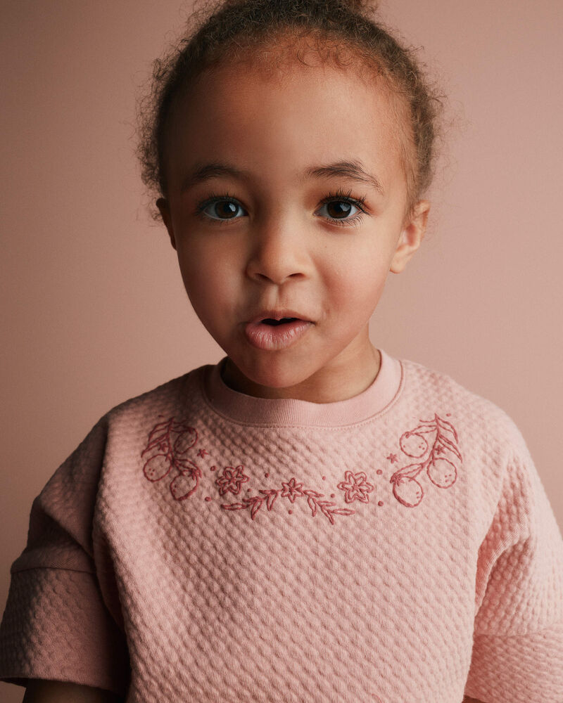 Toddler Girl High-Low Bubble Dolman Tee - Light Pink, image 1 of 5 slides