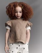 Toddler Girl Ruffle Sweater Vest - Tan, image 1 of 6 slides