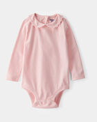 Baby Scalloped Collar Long-Sleeve Bodysuit - Pink, image 1 of 3 slides