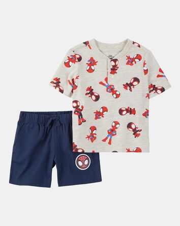 Toddler 2-Piece Spider-Man Tee & Short Set - Heather/Navy, 