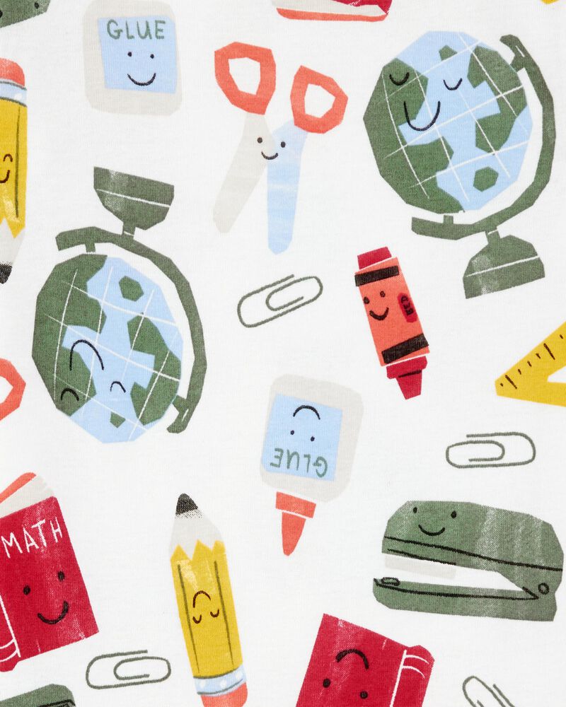 Toddler 2-Piece Back To School Print 100% Snug Fit Cotton Pajamas - White, image 2 of 4 slides