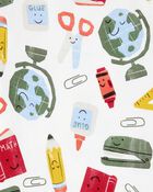 Toddler 2-Piece Back To School Print 100% Snug Fit Cotton Pajamas - White, image 2 of 4 slides