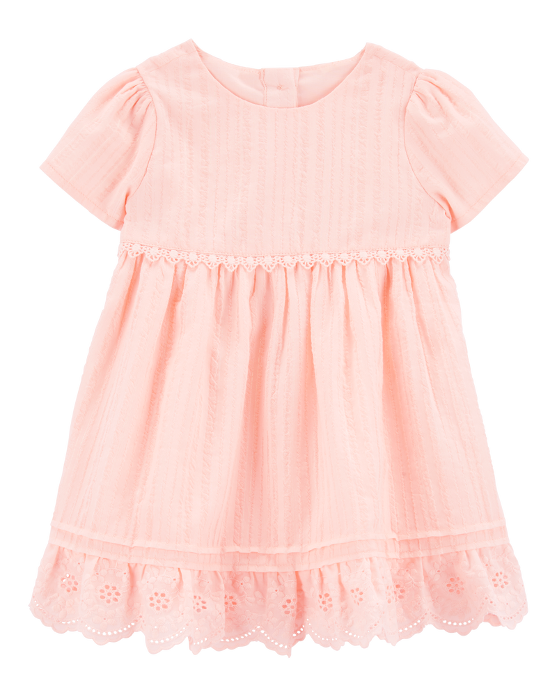 Baby Girl Eyelet Babydoll Dress - Pink, image 1 of 5 slides