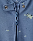 Baby Boy Dino Print 100% Cotton Long-Sleeve Sleep & Play Pajamas - Blue, image 3 of 5 slides