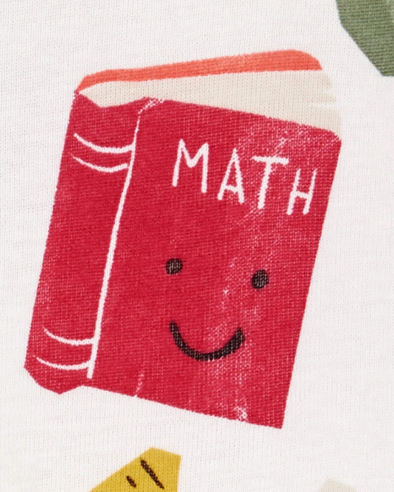 Toddler 2-Piece Back To School Print 100% Snug Fit Cotton Pajamas - White, image 3 of 4 slides