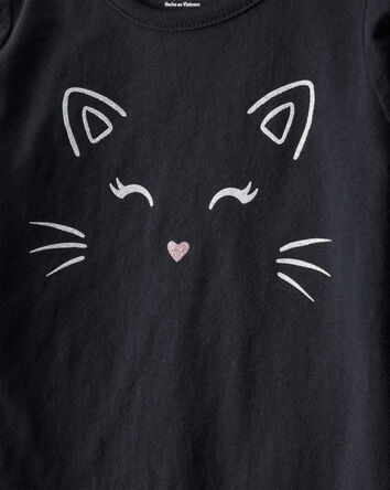 Toddler 2-Piece Halloween Cat Tee & Tulle Skirt Set - Black, 