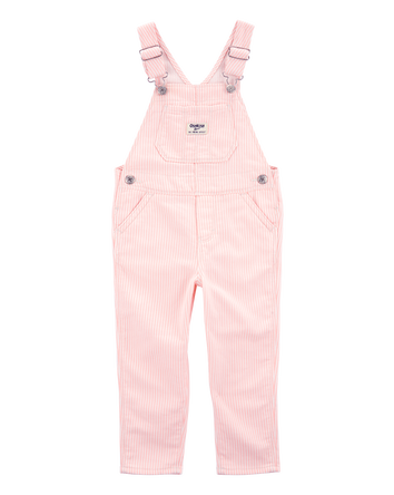 Toddler Girl Hickory Stripe Overalls - Pink, 