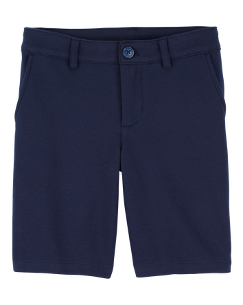 Girls Ponte Knit Uniform Shorts - Navy, 