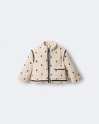 Toddler Girl Polka Dot Sherpa Jacket - Ivory, image 2 of 7 slides