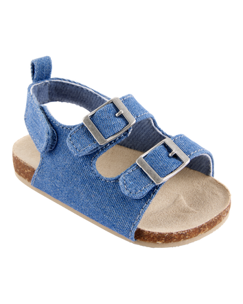 Baby Chambray Buckle Faux Cork Sandals, 