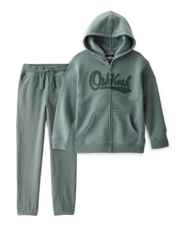 Boys 2-Piece Daydream Fleece Jacket & Drawstring Joggers Set - Green, 