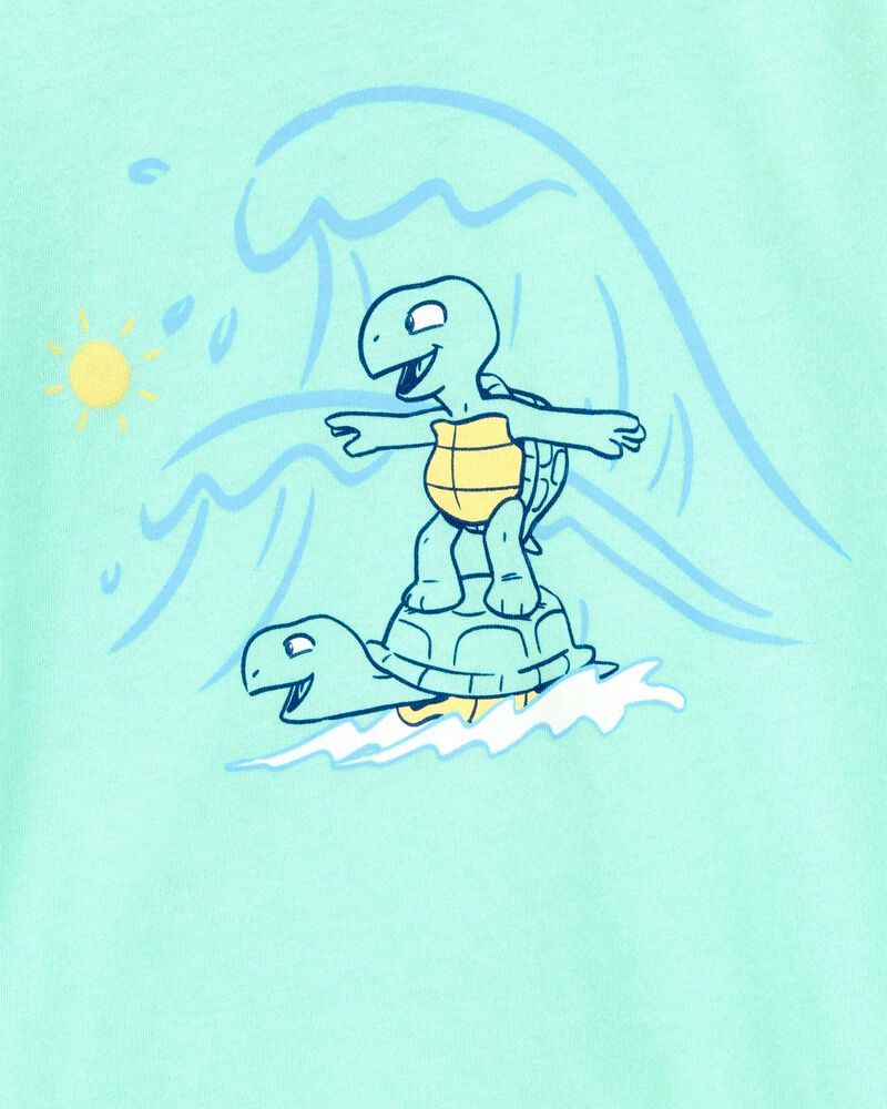 Toddler Boy Surfing Turtle Short-Sleeve Graphic Tee - Aqua, image 2 of 3 slides