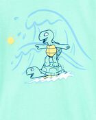 Toddler Boy Surfing Turtle Short-Sleeve Graphic Tee - Aqua, image 2 of 3 slides
