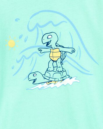 Toddler Boy Surfing Turtle Short-Sleeve Graphic Tee - Aqua, 