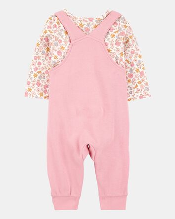 Baby Girl 2-Piece Floral Bunny Long-Sleeve Tee & Coverall Set - Pink, 