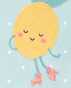 Toddler Girl 1-Piece Polka Dot Pineapple 100% Snug Fit Cotton Footie Pajamas - Turquoise, image 2 of 3 slides