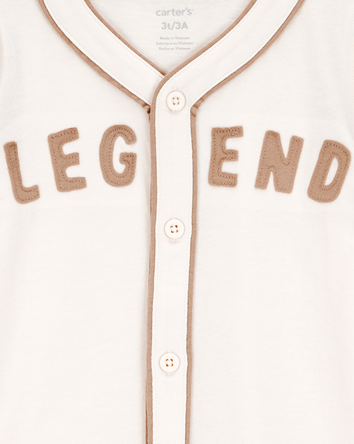 Toddler Legend Baseball Button-Down Vintage Tee - Ivory, 