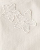 Baby Embroidered Stretch Denim Wide Leg Jeans - Cream, image 4 of 5 slides