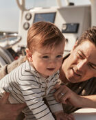 Baby Boy Striped Cotton Long-Sleeve Jumpsuit, image 4 of 5 slides