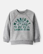 Toddler Boy DayDream Fleece Midnight Cookie Club Long-Sleeve Pullover Sweatshirt - Grey, image 1 of 4 slides