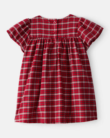 Baby Girl Special Occasion Plaid Print Short-Sleeve Dress - Red, 