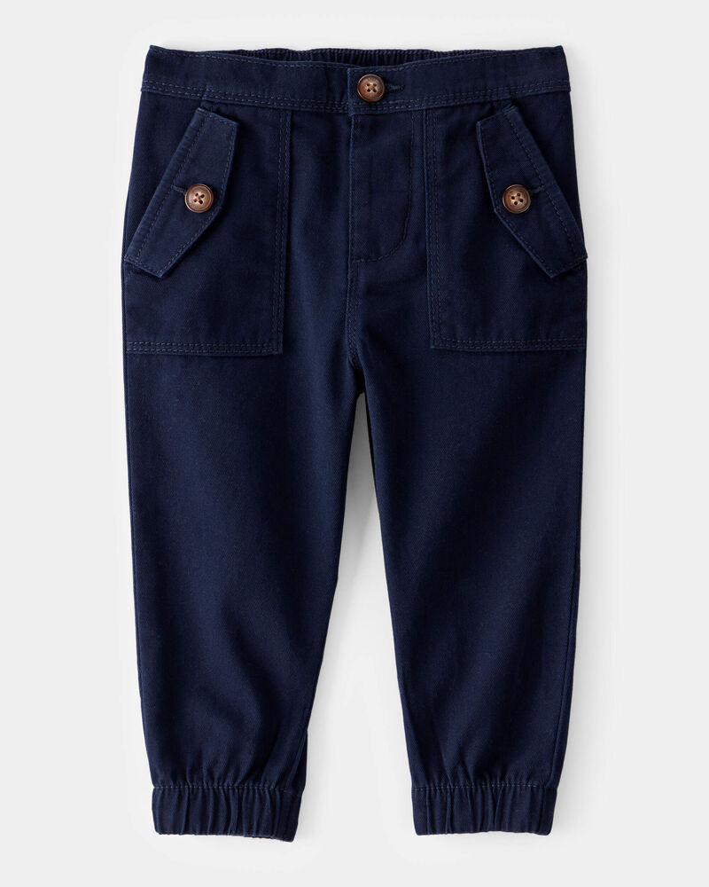 Baby Boy Twill Joggers - Navy, image 1 of 4 slides
